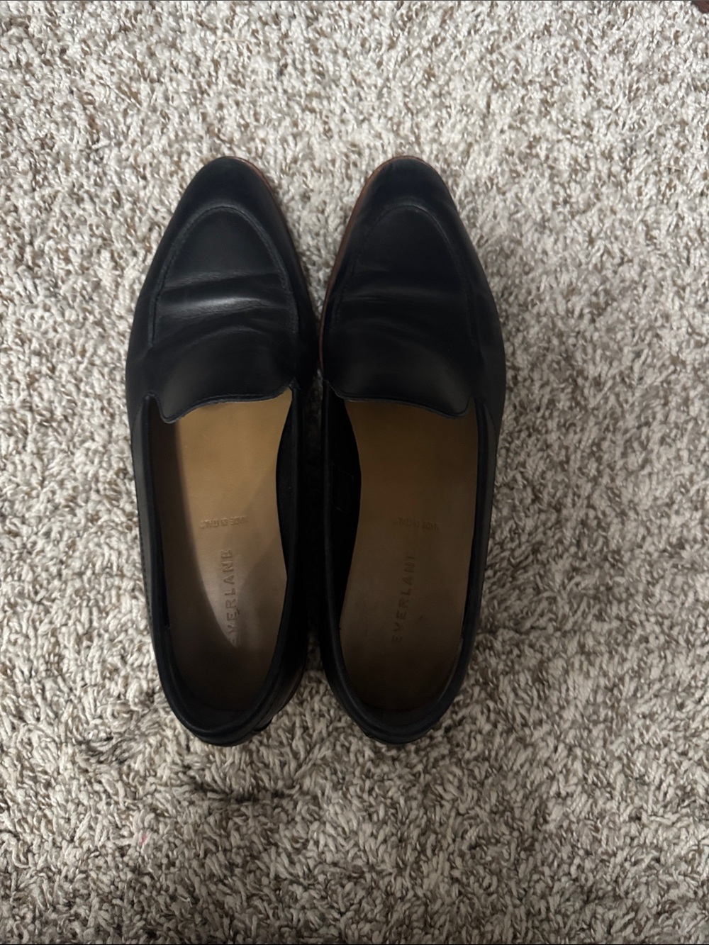 Everlane Black Leather Penny Loafers